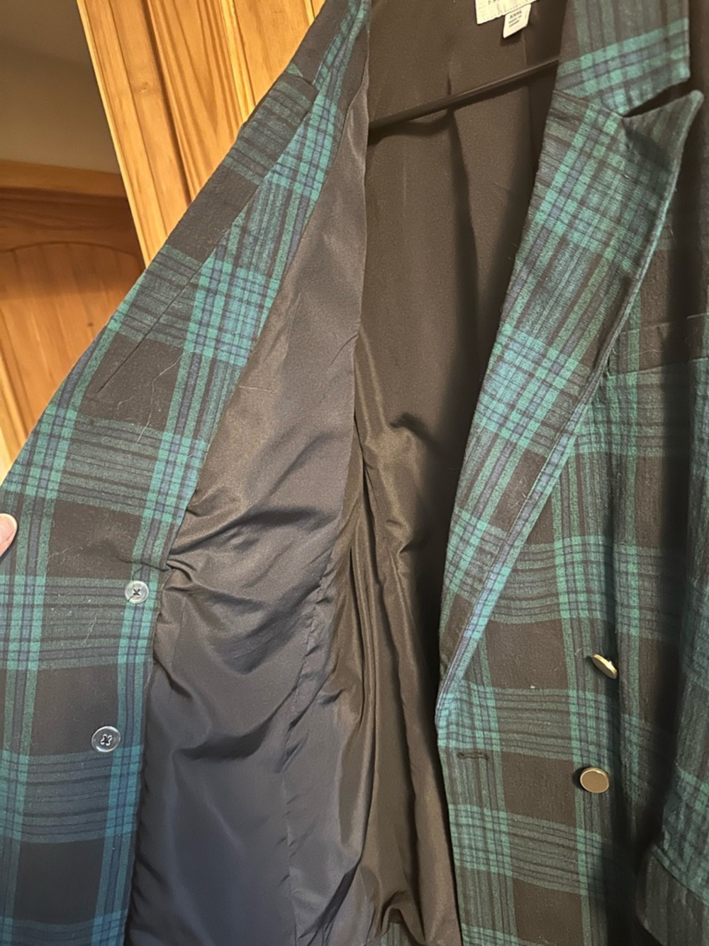 Heritage Plaid Double-Breasted Blazer Jacket - Teal/Black XXXL - Picture 8 of 9